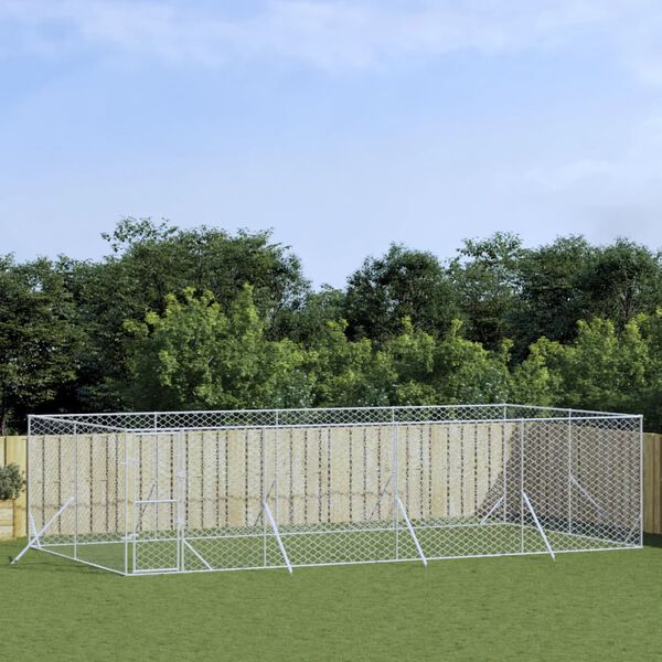 vidaXL Perrera de exterior acero galvanizado plateado 8x4x2 m