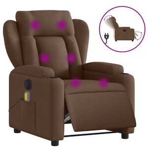 vidaXL Sill&oacute;n reclinable de masaje el&eacute;ctrico tela marr&oacute;n