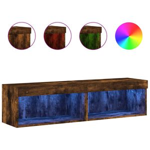 vidaXL Muebles para TV con luces LED 2 uds roble ahumado 60x30x30 cm