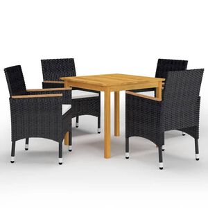 vidaXL Juego de comedor de jard&iacute;n 5 piezas con cojines negro
