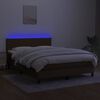 vidaXL Cama box spring con colch&oacute;n LED tela marr&oacute;n oscuro 140x190 cm