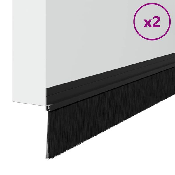 vidaXL Sellos de cepillo para puertas autoadhesivos 2 pcs Negro 100 cm