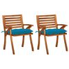 vidaXL Sillas de comedor jard&iacute;n con cojines 2 uds madera maciza acacia