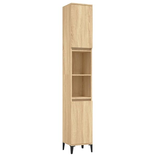 vidaXL Armario de ba&ntilde;o madera contrachapada roble Sonoma 30x30x190 cm