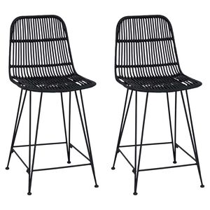 vidaXL Taburete de bar 2 uds. Negro 44 x 54 x 96 cm Rat&aacute;n y acero