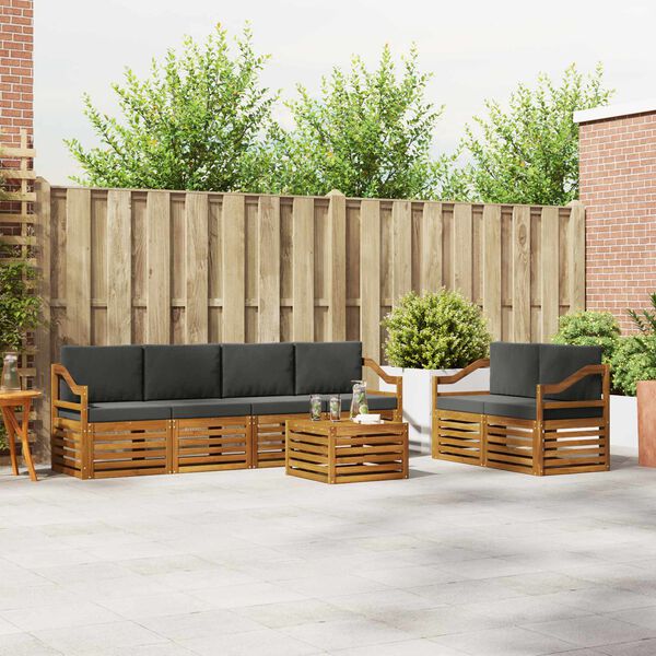 vidaXL Conjunto de sof&aacute;s de exterior 7 pcs Natural y Antracita