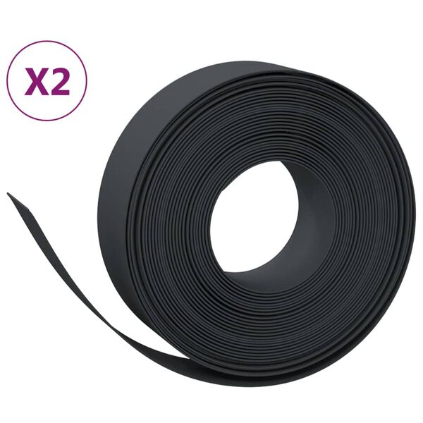 vidaXL Borduras de jardín 2 uds polietileno negro 10 m 15 cm