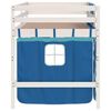 vidaXL Cama alta para niños con cortinas madera pino azul 80x200 cm