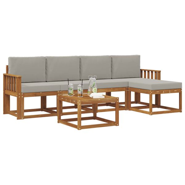 vidaXL Conjunto de sof&aacute;s de exterior 6 pcs Gris Natural y Claro