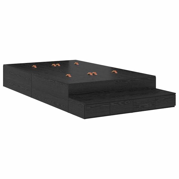 vidaXL Cama con almacenamiento Roble Negro 120 cm Madera contrachapada