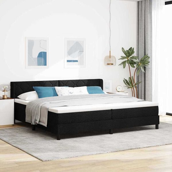 vidaXL Cama tipo Box Spring con colch&oacute;n Negro 200 x 200 cm tela