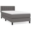 vidaXL Cama box spring con colch&oacute;n cuero sint&eacute;tico gris 90x200 cm