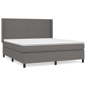 vidaXL Cama box spring con colch&oacute;n cuero sint&eacute;tico gris 160x200 cm