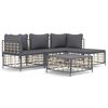 vidaXL Set muebles de jard&iacute;n 4 pzas y cojines rat&aacute;n PE gris antracita