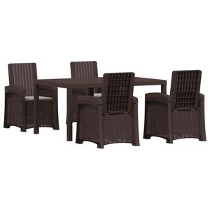 vidaXL Conjunto de Comedor de Jard&iacute;n 5 uds. Marr&oacute;n y Gris Claro PP