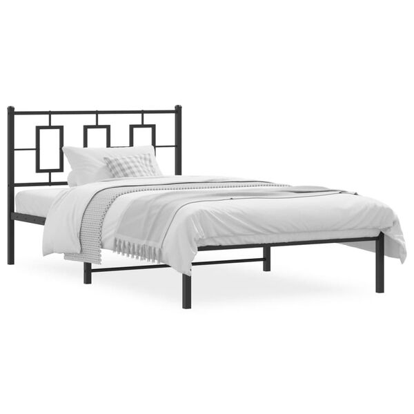vidaXL Estructura cama sin colch&oacute;n con cabecero metal negro 107x203 cm