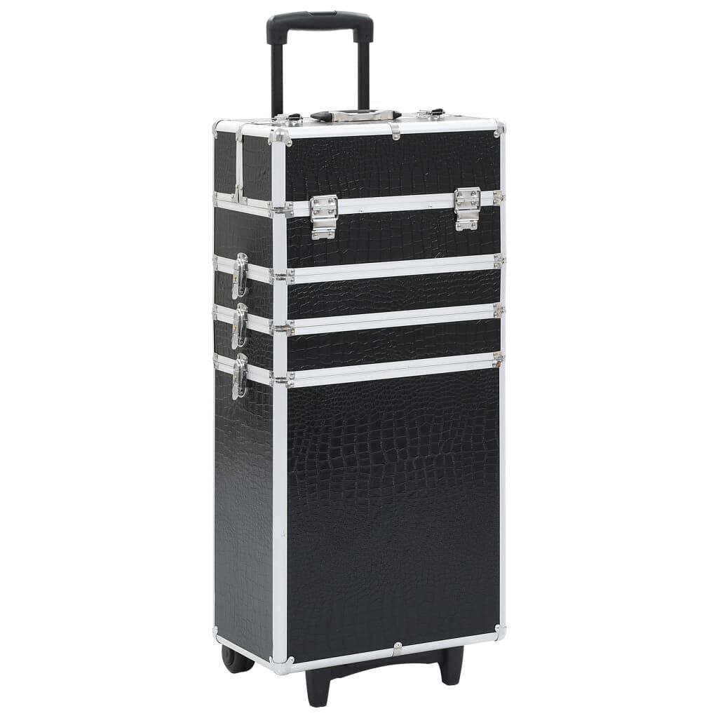 vidaXL Maletín trolley maquillaje aluminio negro estampado cocodrilo |  vidaXL.es