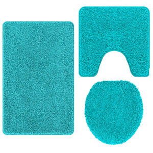 vidaXL Conjunto de alfombra de ba&ntilde;o antideslizante 3 uds. Tuquesa PP