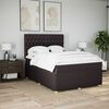 vidaXL Cama box spring con colch&oacute;n tela marr&oacute;n oscuro 140x190 cm