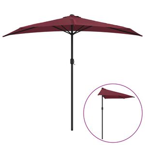 vidaXL Sombrilla balc&oacute;n semicircular aluminio burdeos 270x144x222 cm