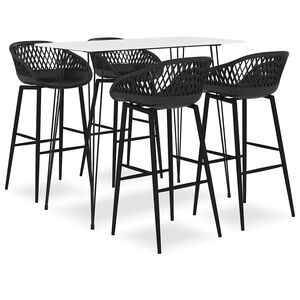 vidaXL Mesa alta y taburetes de bar 5 piezas blanco y negro