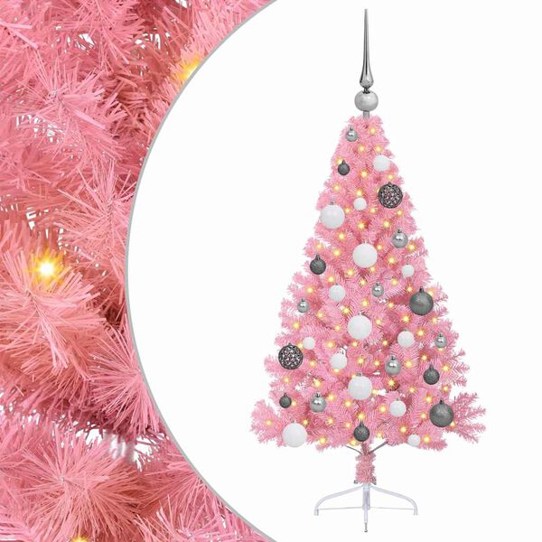 vidaXL &Aacute;rbol de Navidad Artificial Preiluminado Rosa 120 cm PVC