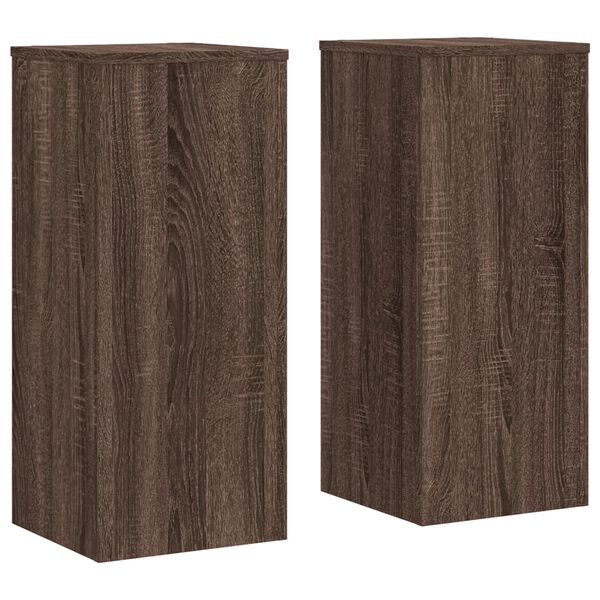 vidaXL Soportes de plantas 2 uds madera marr&oacute;n roble 30x30x70 cm