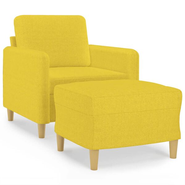vidaXL Sill&oacute;n con taburete tela amarillo claro 60 cm