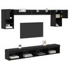 vidaXL Unidades de TV de Pared con LED con LED 6 pcs Roble Negro