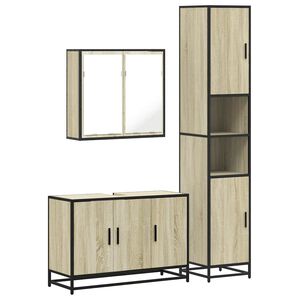 vidaXL Set de muebles de ba&ntilde;o 3 pzas madera contrachapada roble Sonoma