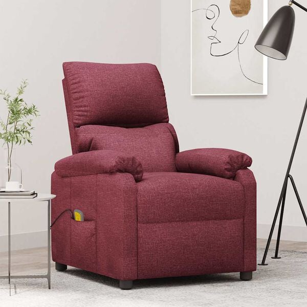 vidaXL Sillón de masaje de tela rojo tinto