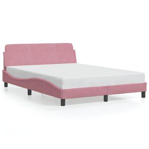 vidaXL Estructura de cama con cabecero Dover terciopelo rosa 140x200 cm
