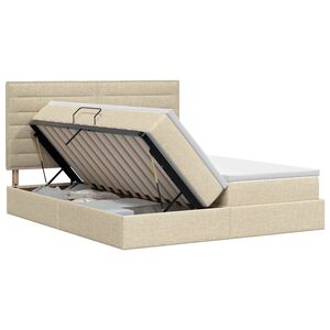 vidaXL Cama con almacenamiento con cabecera Crema 180 x 200 cm Tela