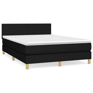 vidaXL Cama box spring con colch&oacute;n tela negro 140x190 cm