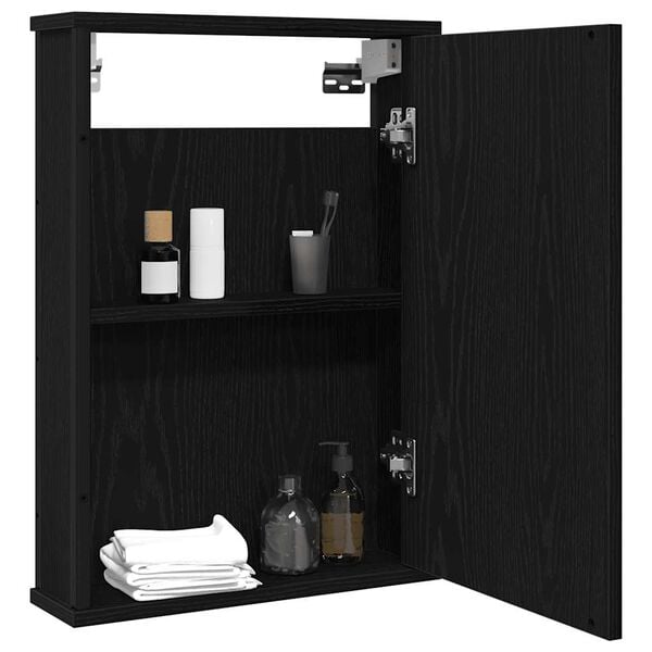 vidaXL Armario con espejo para baño de madera roble negro 42x12x60 cm