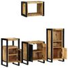 vidaXL Juego de muebles de ba&ntilde;o con caj&oacute;n 4 pcs Madera de mango maciza