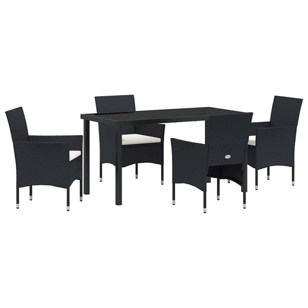 vidaXL Conjunto de Comedor de Jard&iacute;n 5 pcs Negro rat&aacute;n sint&eacute;tico