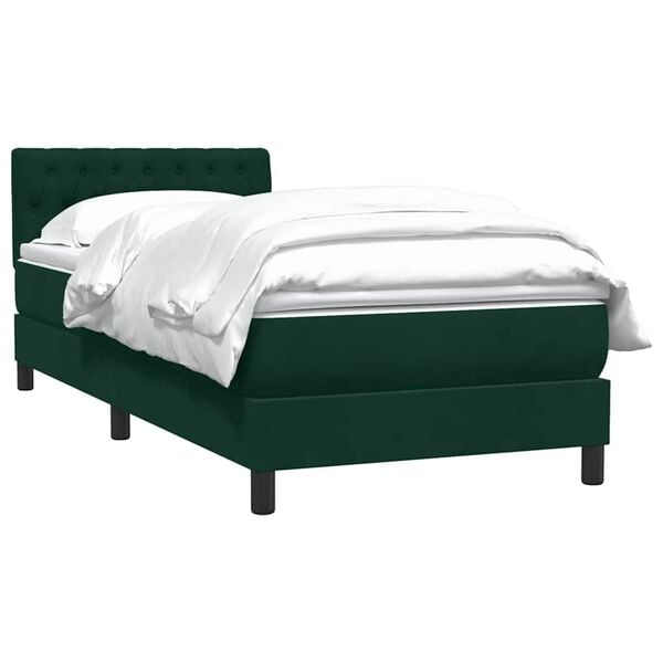 vidaXL Cama box spring con colch&oacute;n terciopelo verde oscuro 90x220 cm