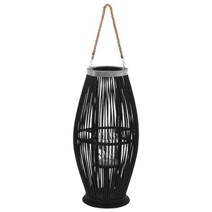 vidaXL Portavelas colgante bamb&uacute; negro 60 cm
