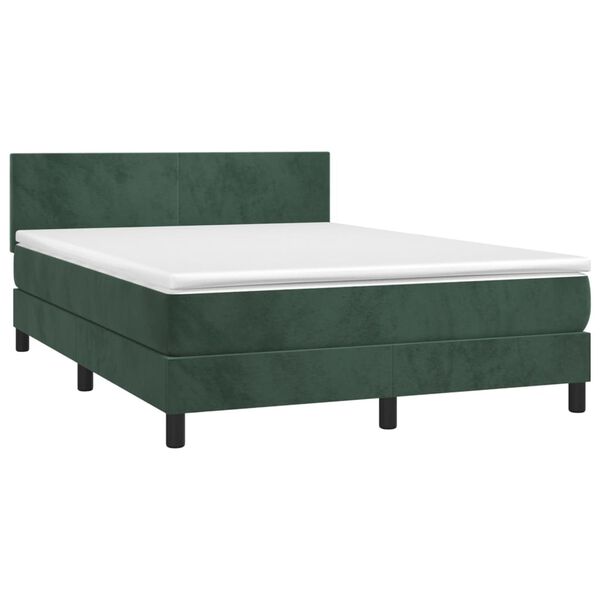vidaXL Cama box spring con colch&oacute;n terciopelo verde oscuro 140x200 cm