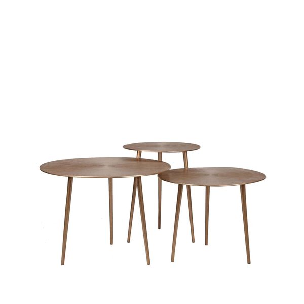 LABEL51 Juego de mesas de centro Nobby 3 piezas dorado antiguo