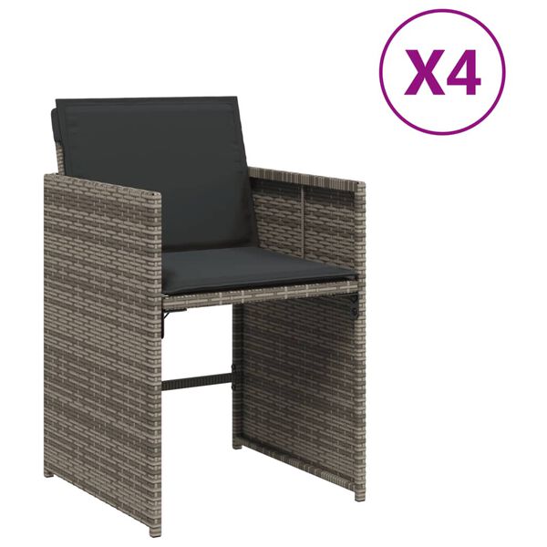 vidaXL Sillones de jard&iacute;n con cojines 4 uds rat&aacute;n sint&eacute;tico gris