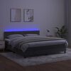 vidaXL Cama box spring colch&oacute;n y LED terciopelo gris oscuro 160x200 cm