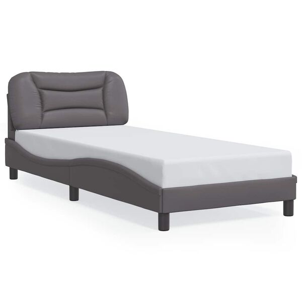 vidaXL Estructura de cama sin colch&oacute;n Hvar cuero sint&eacute;tico gris 80x200 cm