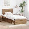 vidaXL Estructura de cama con cabecera Roble Artesanal 90 x 190 cm