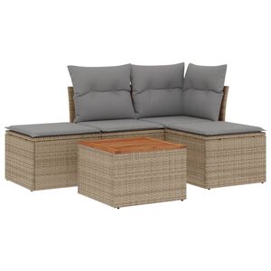 vidaXL Juego de sof&aacute;s jard&iacute;n con cojines 5 pzas rat&aacute;n sint&eacute;tico beige