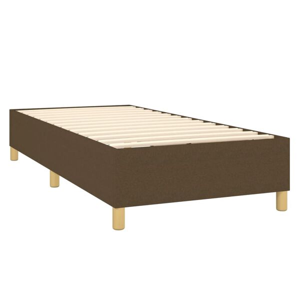 vidaXL Cama box spring con colch&oacute;n tela marr&oacute;n oscuro 100x200 cm