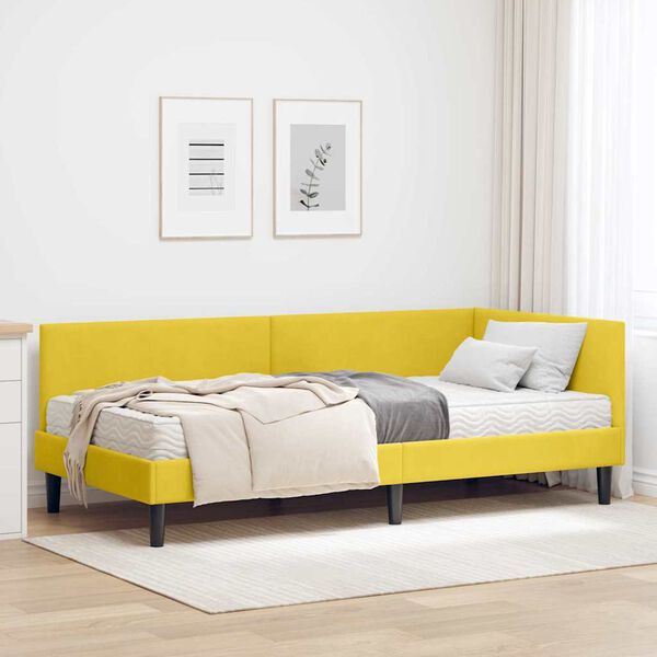 vidaXL Estructura de Cama Esquina con Colch&oacute;n Otro 2 pcs Amarillo