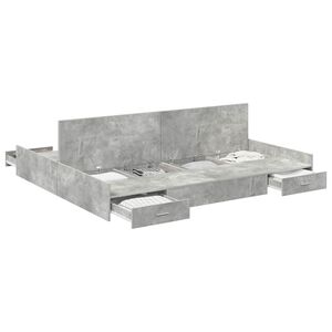 vidaXL Cama con almacenamiento con caj&oacute;n Gris Concreto 200 x 200 cm