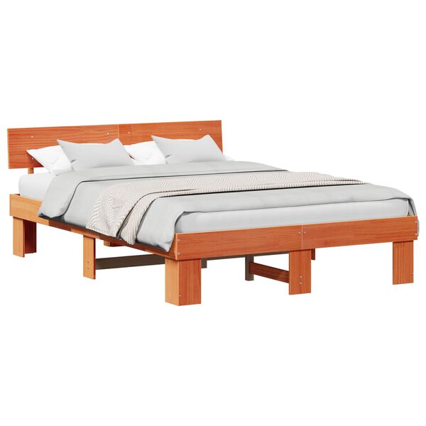 vidaXL Estructura de cama con cabecera Marr&oacute;n cera 150 x 200 cm